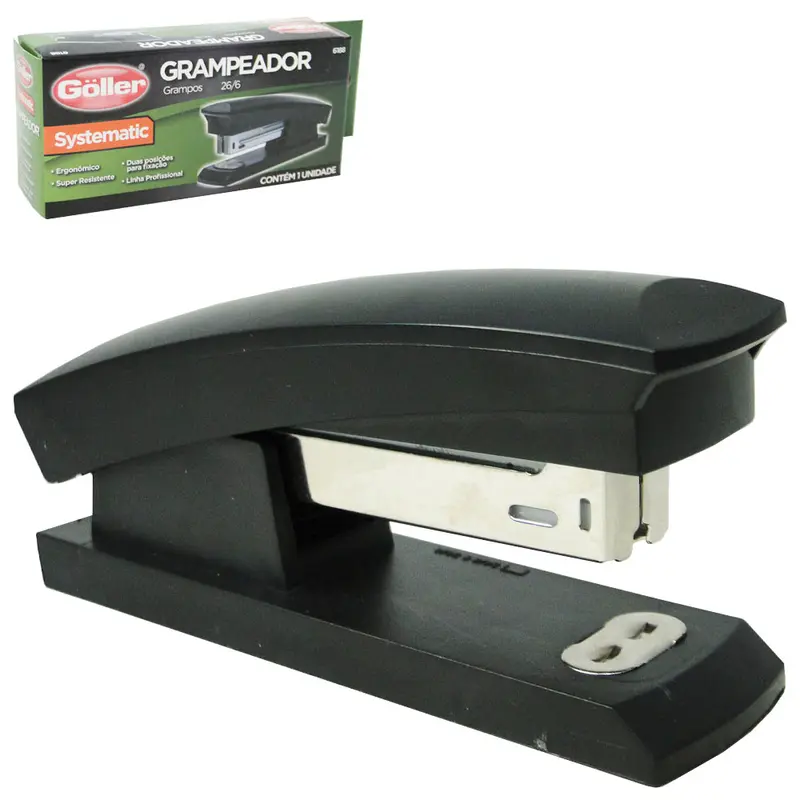 GRAMPEADOR DE METAL / PLASTICO PRETO SYSTEMATIC 26/6 10,5CM