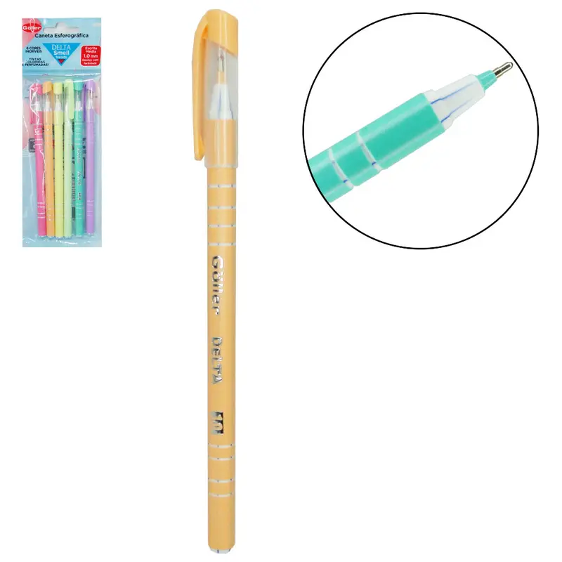 CANETA ESFEROGRAFICA DELTA SMELL TRENDS COLORS 1.0 MM ESCRITA MEDIA COM 6 PECAS