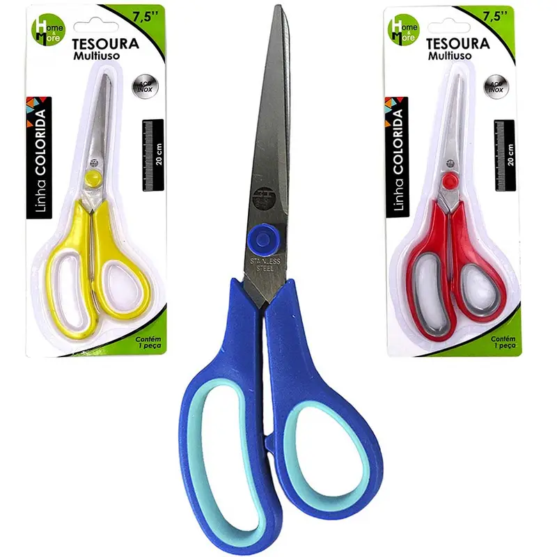 TESOURA MULTIUSO DE INOX COLORIDA 7,5'' 20CM