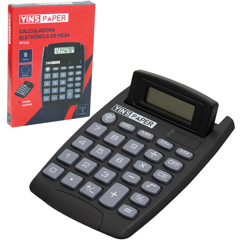CALCULADORA ELETRONICA DE MESA 8 DIGITOS YINS PAPER A BATERIA 12,6X9,4CM