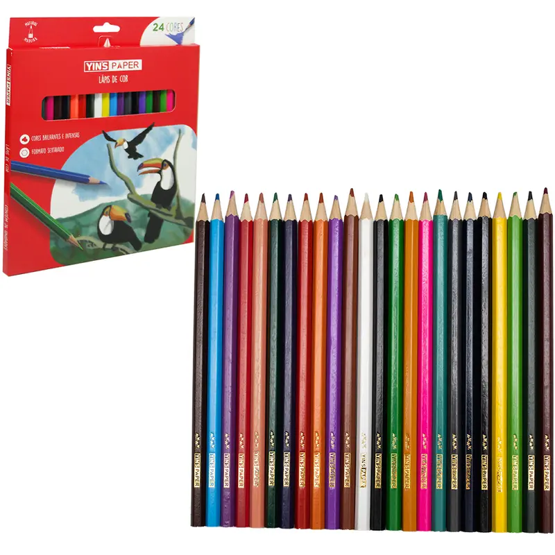 LAPIS DE COR SEXTAVADO 24 CORES YINS PAPER 17,5CM