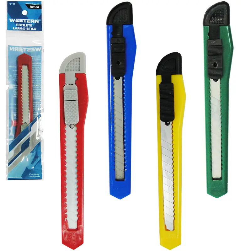 ESTILETE LAMINA ESTREITA 9MM DE PLASTICO STILO 13CM