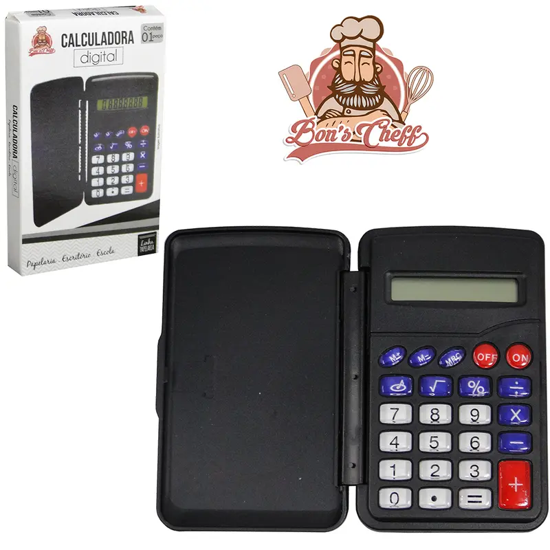 CALCULADORA ELETRONICA 8 DIGITOS DE BOLSO COM CAPA A BATERIA / SOLAR 9,5X6CM