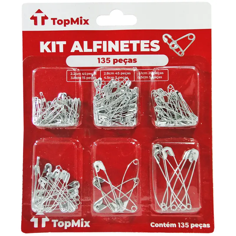 ALFINETE DE SEGURANCA DE METAL COM 135 PECAS