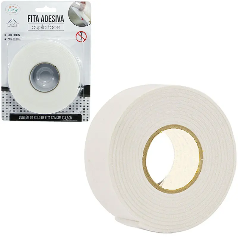 FITA ADESIVA DUPLA FACE DE ESPUMA 36MMX3M NA CARTELA
