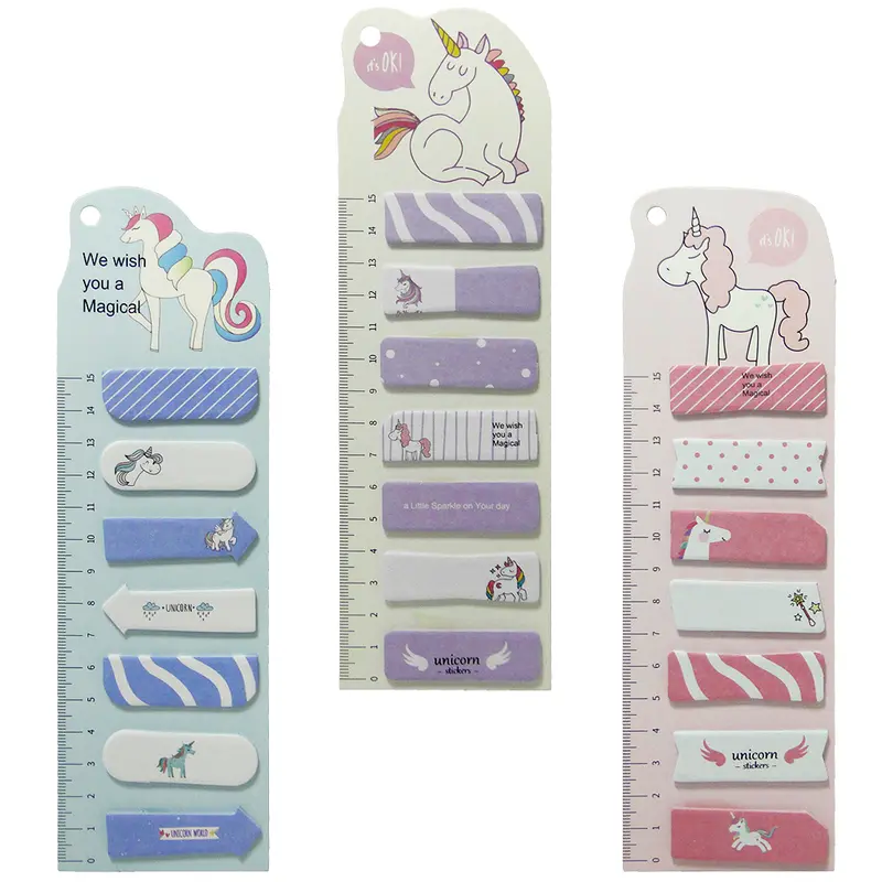MARCADOR PAGINA / BLOCO ANOTACAO STICKER ADESIVO 119 FOLHAS 5X1,5CM + REGUA 15CM