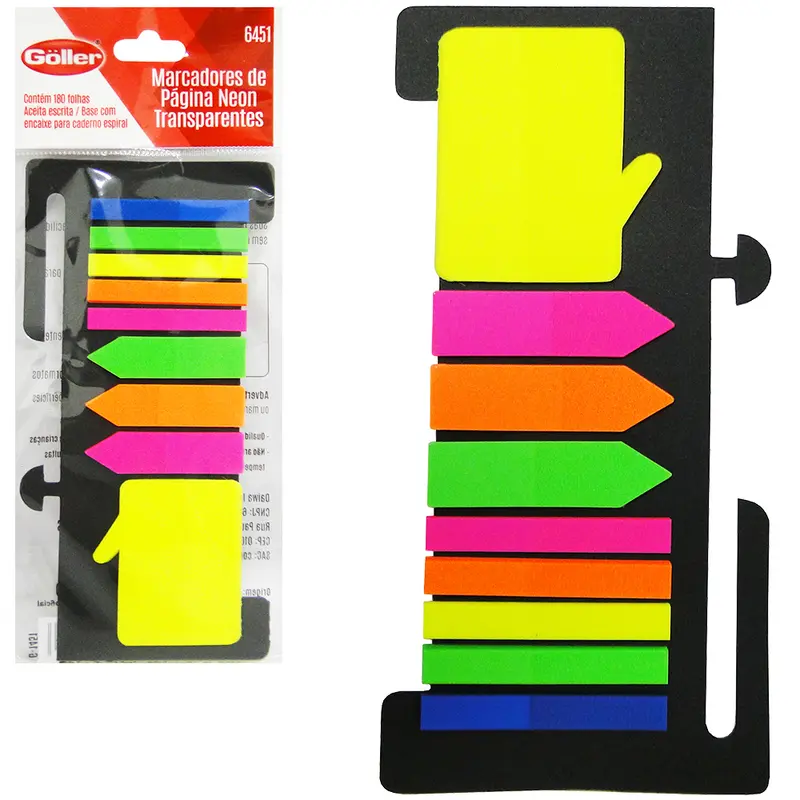 BLOCO DE ANOTACAO STICKER COM MARCADOR DE PAGINA ADESIVO FITA/SETA/BALAO 180 FOLHAS
