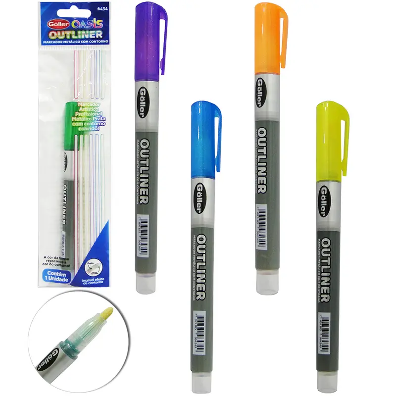 CANETA MARCADOR METALICO COM CONTORNO COLORS OASIS OUTLINER
