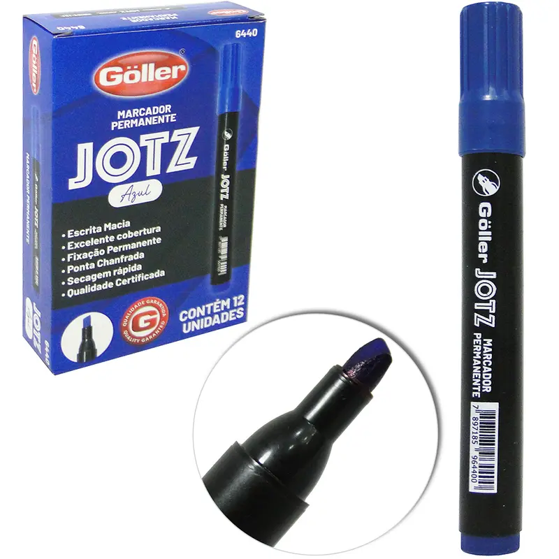 MARCADOR PERMANENTE JOTZ AZUL COM 12 PECAS