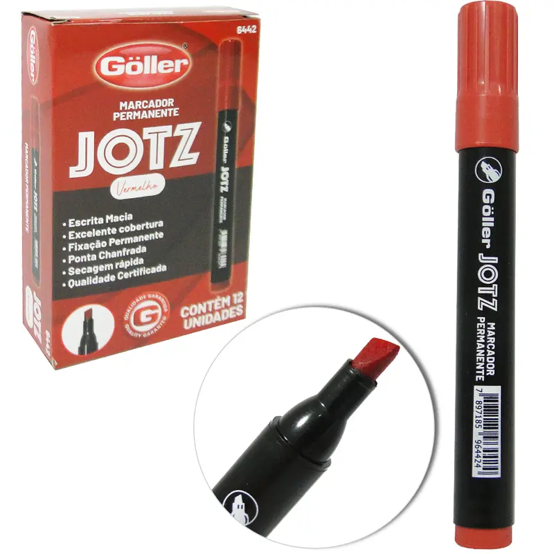 MARCADOR PERMANENTE JOTZ VERMELHO COM 12 PECAS