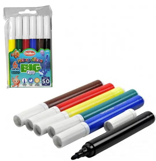 CANETA HIDROGRAFICA / HIDROCOR BIG COLORS COM 6 PECAS