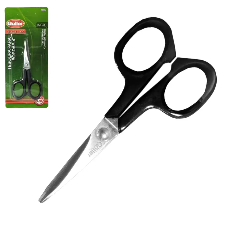 TESOURA DE BORDAR DE INOX 4'' SYSTEMATIC NA CARTELA