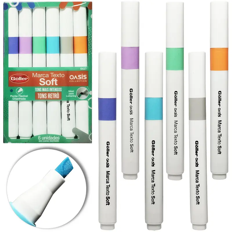 CANETA MARCA TEXTO SOFT TONS RETRO OASIS COM 6 PECAS