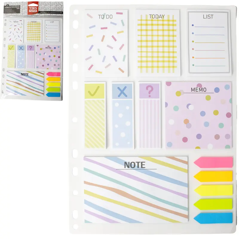 BLOCO DE ANOTACAO STICKER COM MARCADOR DE PAGINA ADESIVO YINS PAPER 325 FOLHAS