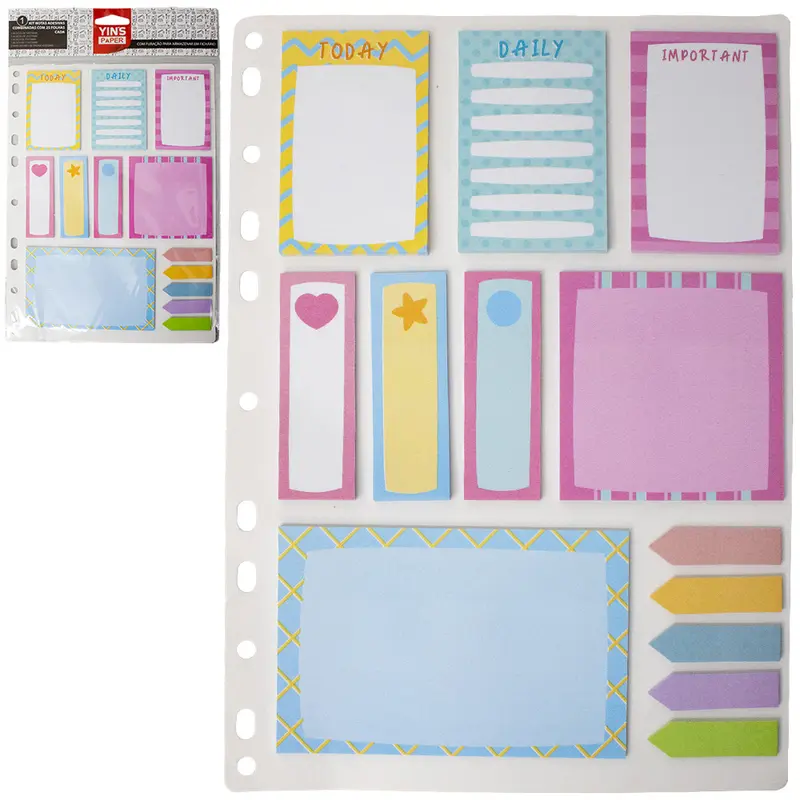 BLOCO DE ANOTACAO STICKER COM MARCADOR DE PAGINA ADESIVO YINS PAPER 325 FOLHAS