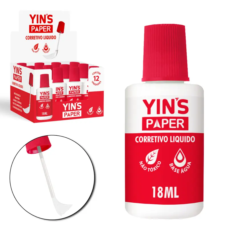 CORRETIVO LIQUIDO YINS PAPER 18ML COM 12 PECAS