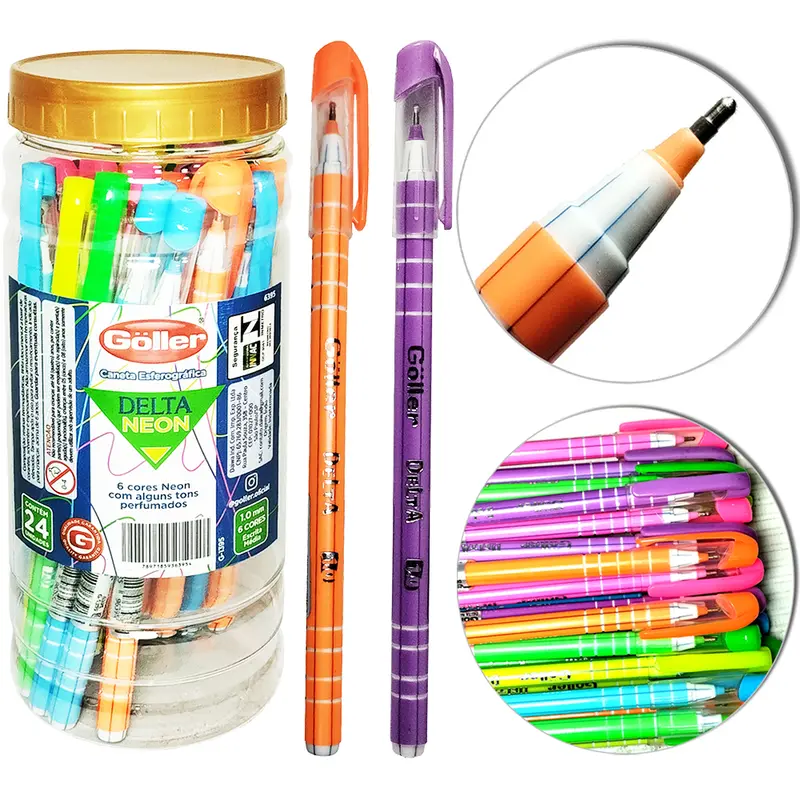 CANETA ESFEROGRAFICA DELTA NEON PERFUMADA 1.0MM ESCRITA MEDIA COM 24 PECAS