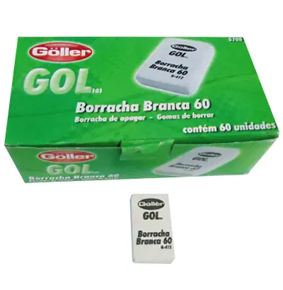 BORRACHA ESCOLAR BRANCA COM 60 PECAS NA CAIXA