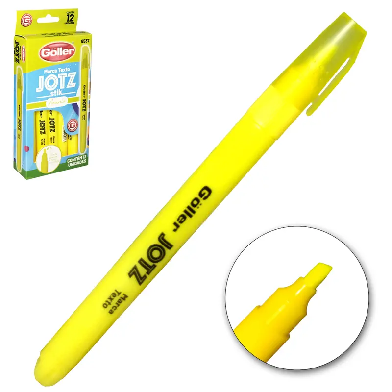 CANETA MARCA TEXTO JOTZ STIK AMARELO COM 12 PECAS