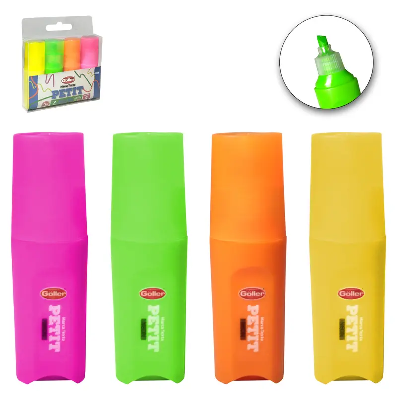 CANETA MARCA TEXTO PETIT NEON COM 4 PECAS