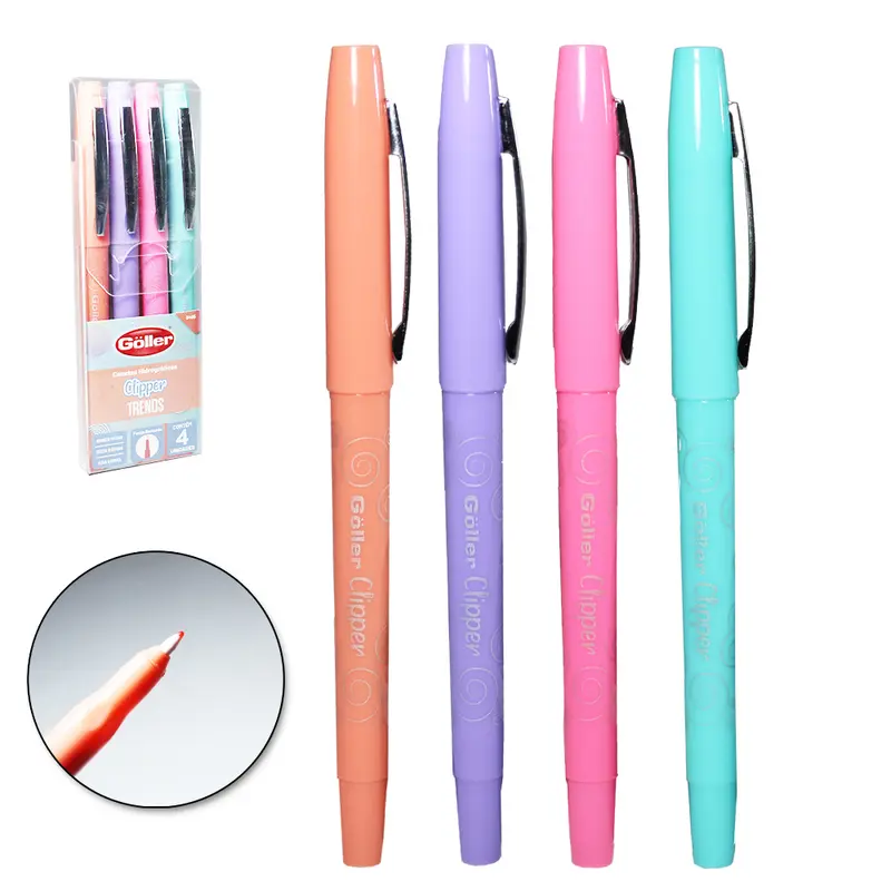 CANETA HIDROGRAFICA CLIPPER TRENDS COM 4 PECAS