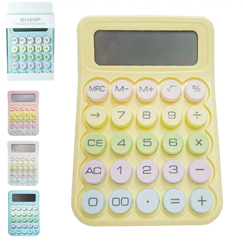 CALCULADORA ELETRONICA RETRO 12 DIGITOS COLORS A PILHA 16X11CM