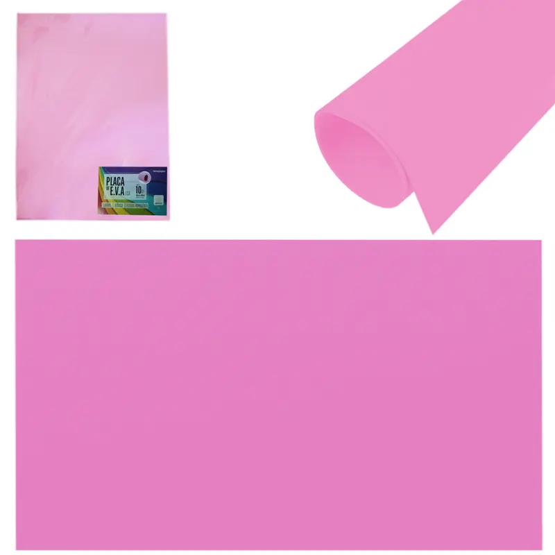 FOLHA / PLACA DE EVA LISA ROSA NEWPAPER COM 10 PECAS 48X40CM