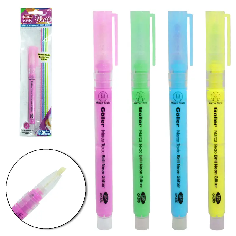 CANETA MARCA TEXTO NEON COM GLITER BRILL OASIS COLLECTION