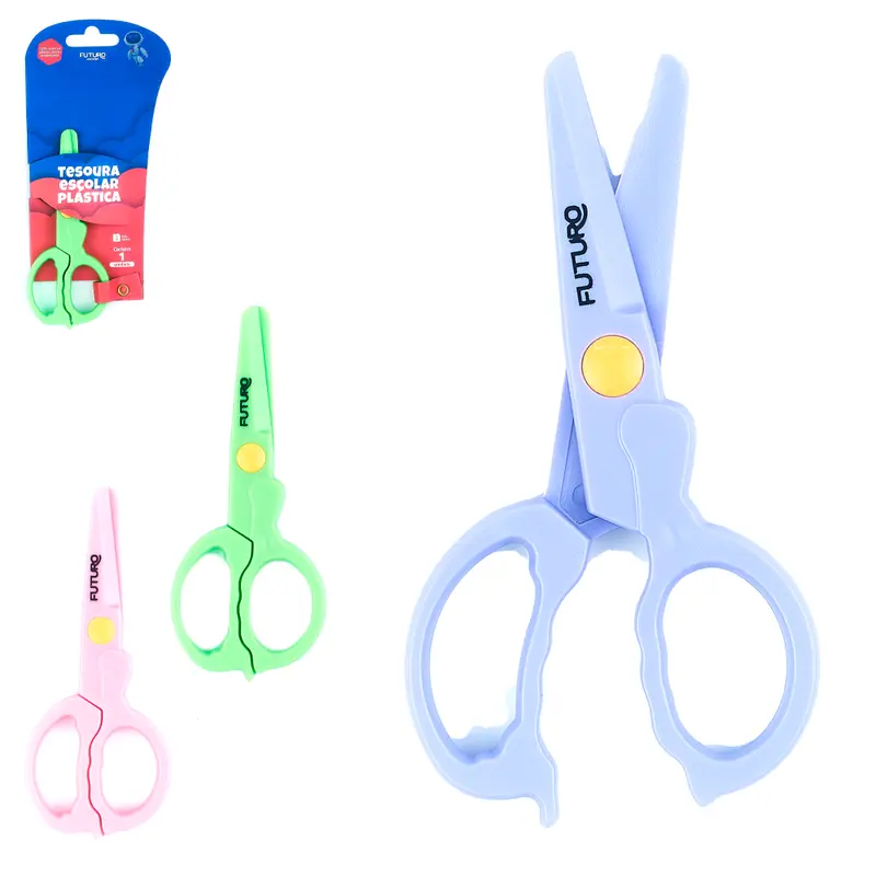 TESOURA ESCOLAR DE PLASTICO 5'' 13CM COLORS FUTURO ESCOLAR