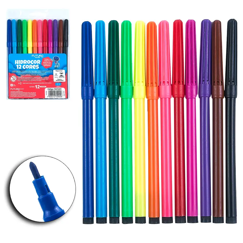 CANETA HIDROGRAFICA / HIDROCOR FUTURO ESCOLAR COM 12 PECAS
