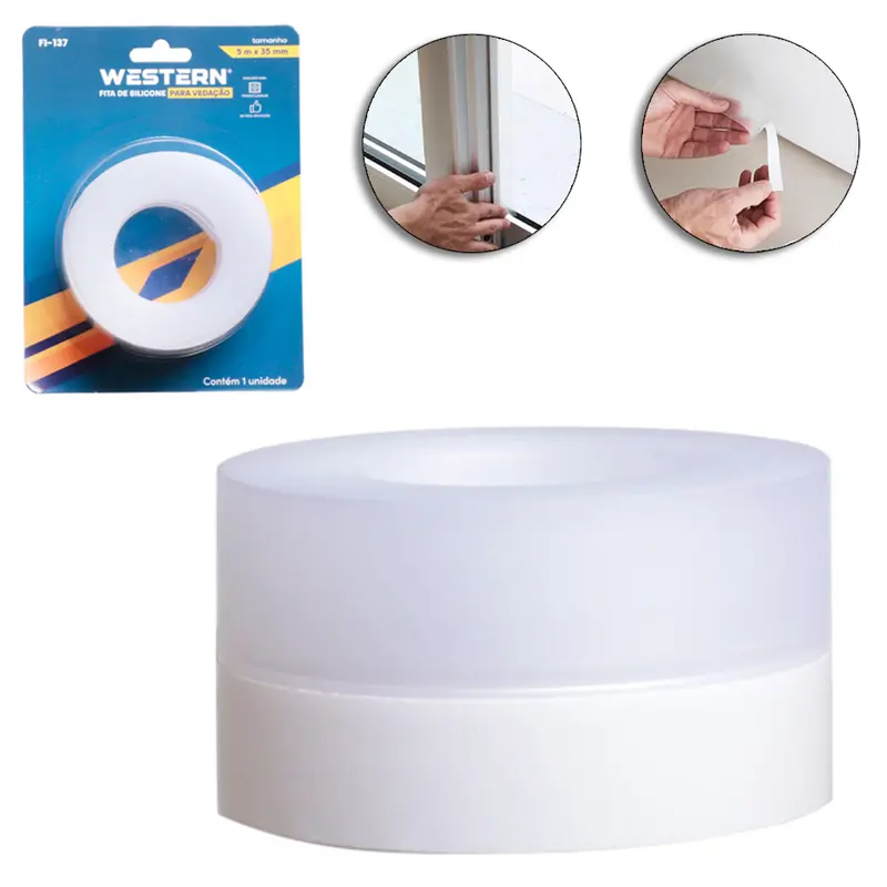FITA ADESIVA PROTETOR VEDANTE PORTA E JANELA DE SILICONE / BORRACHA 5MX35MM