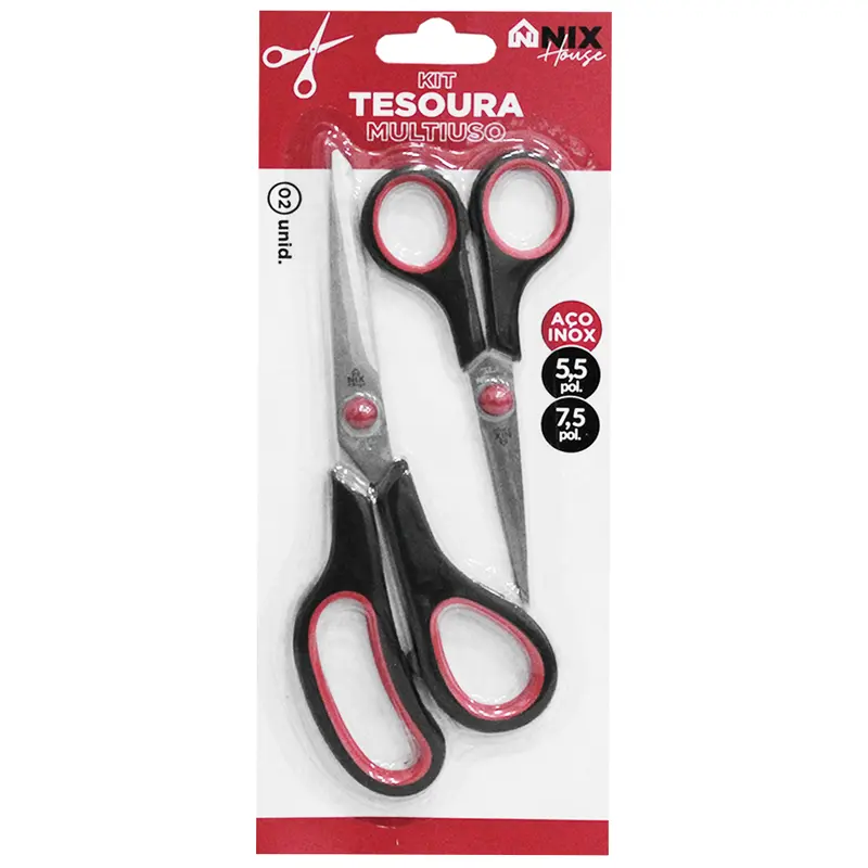 TESOURA MULTIUSO DE INOX 5,5/7,5'' KIT COM 2 PECAS