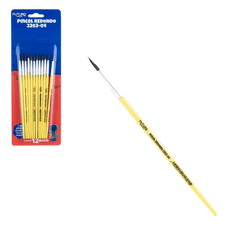 PINCEL REDONDO 2303-04 FUTURO ESCOLAR COM 12 PECAS 16,5CM