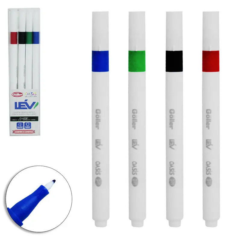 CANETA HIDROGRAFICA PONTA SUPER FINA 0.4MM LEV CLASSIC OASIS COLLECTION COM 4 PECAS