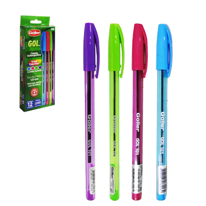 CANETA ESFEROGRAFICA COLORS GOL 1.0MM ESCRITA MEDIA COM 12 PECAS