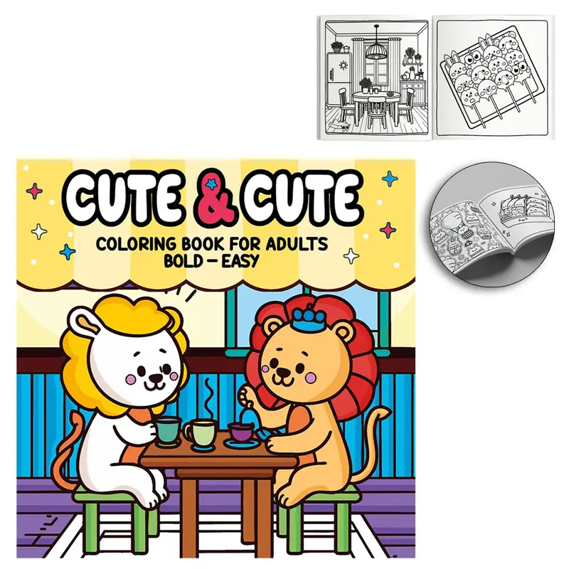 LIVRO CUTE & CUTE COLORING BOOK FOR AULTS BOLD - EASY PARA COLORIR 65 PAGINAS 20,5X20,5CM