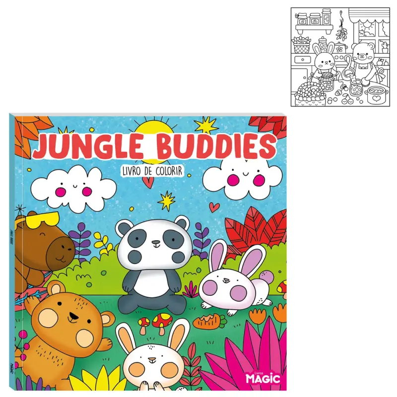 LIVRO JUNGLE BUDDIES PARA COLORIR 24 PAGINAS 23,5X23,5CM