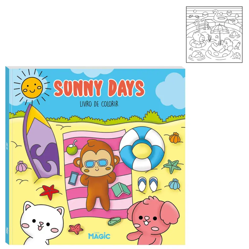 LIVRO SUNNY DAYS PARA COLORIR 24 PAGINAS 24X24CM