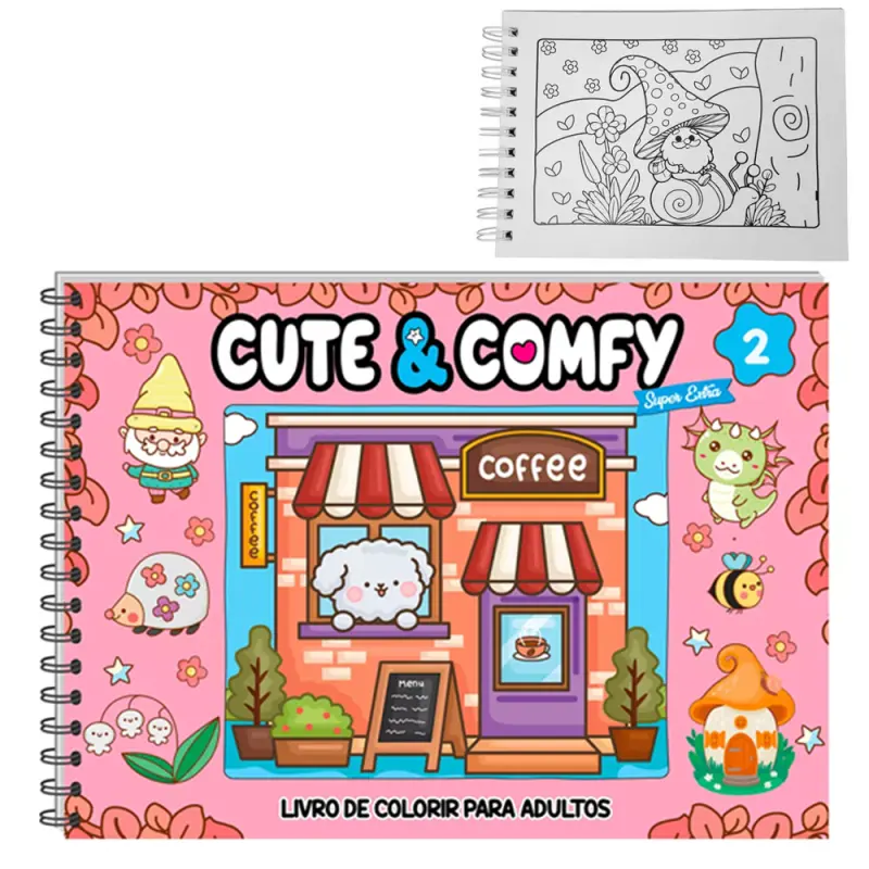 LIVRO CUTE & COMFY 2 PARA COLORIR CAPA DURA ESPIRAL 40 PAGINAS 21,5X16CM