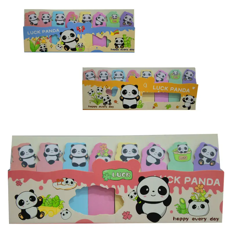 MARCADOR PAGINA / BLOCO ANOTACAO STICKER ADESIVO PANDA 120 PECAS 4,8X1,5CM