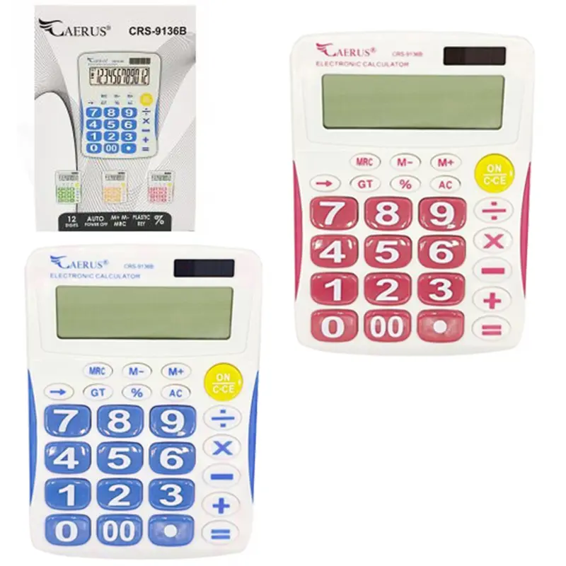 CALCULADORA ELETRONICA 12 DIGITOS A PILHA / SOLAR 15,5X11CM