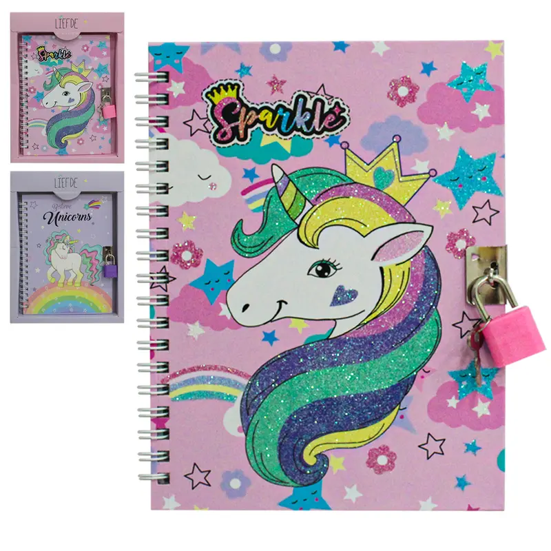 DIARIO UNICORNIO COM CADEADO INTER PAPER 45 FOLHAS 17,4X11,2CM