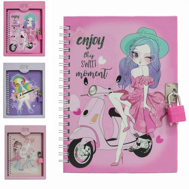 DIARIO MENINA COM CADEADO INTER PAPER 45 FOLHAS 17,4X11,2CM
