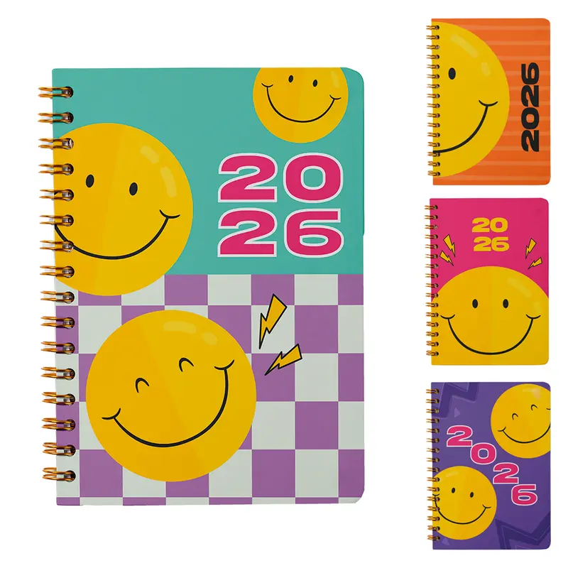 AGENDA 2026 CAPA DURA ESPIRAL SMILES 168 FOLHAS 15,2X11CM