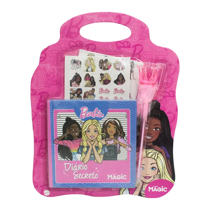 DIARIO BARBIE DIARIO SECRETO COM ADESIVOS + CANETA 14X14CM