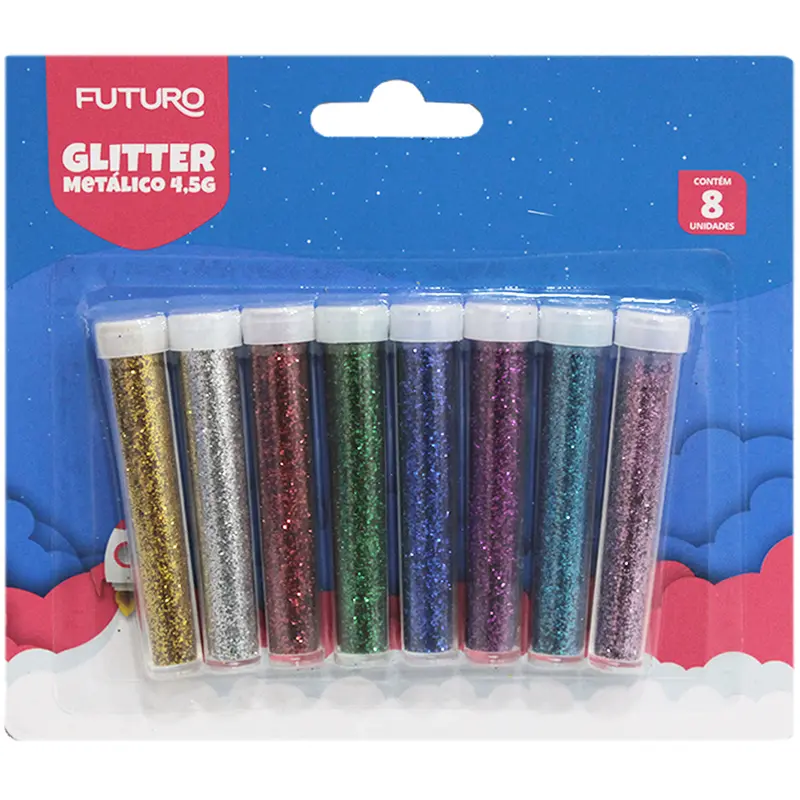 GLITTER METALICO COM 8 TUBOS 4,5G