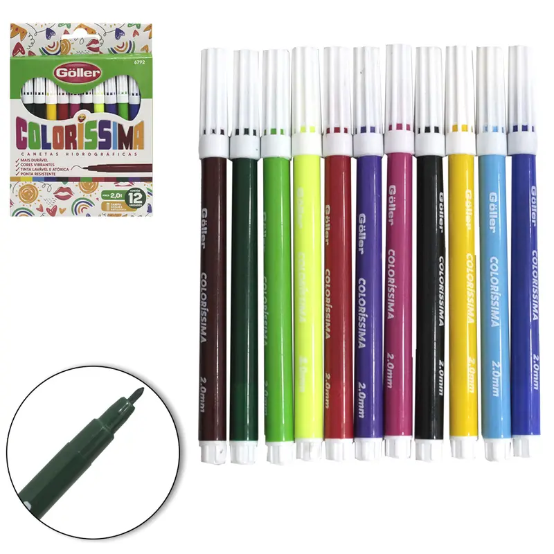CANETA HIDROGRAFICA / HIDROCOR 2.0MM COLORISSIMA COM 12 PECAS