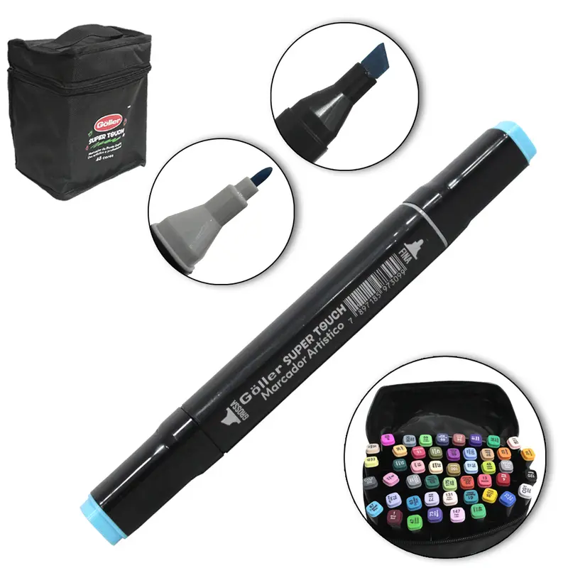 CANETA HIDROGRAFICA / HIDROCOR PONTA GROSSA E FINA DUPLA SUPER TOUCH COM 48 PECAS NO ESTOJO