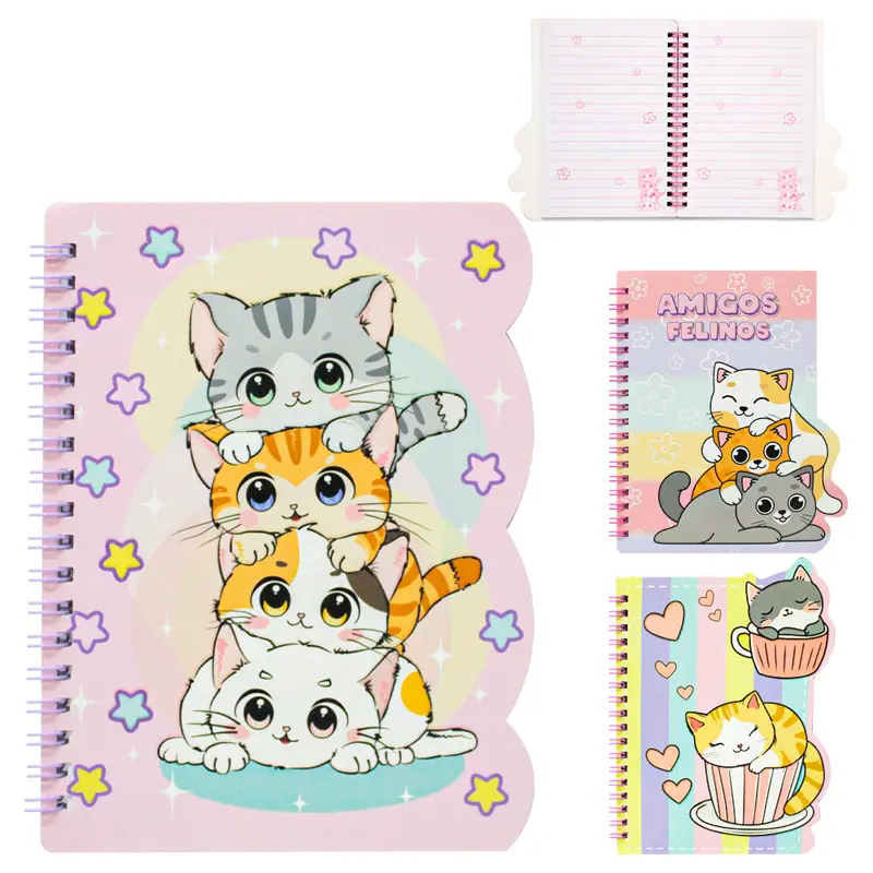 CADERNO CADERNETA / BLOCO DE ANOTACAO ESPIRAL GATO PAPER 58 FOLHAS 17X12CM