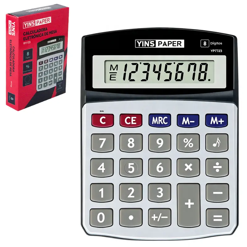 CALCULADORA ELETRONICA DE MESA 8 DIGITOS YINS PAPER A BATERIA 12,5X9CM